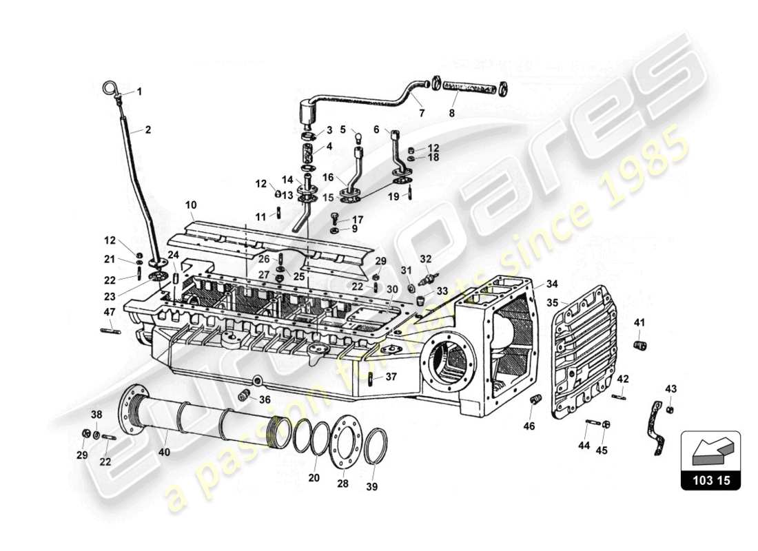 a part diagram from the lamborghini countach 25th anniversary (1989) parts catalogue