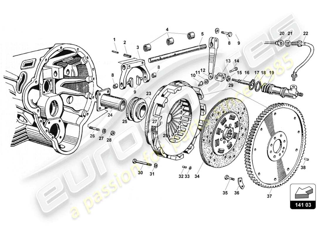 a part diagram from the lamborghini countach 25th anniversary (1989) parts catalogue