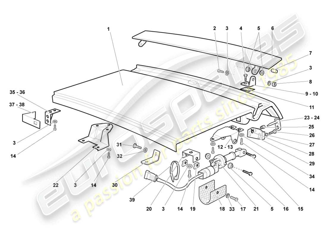 a part diagram from the lamborghini lp640 roadster (2007) parts catalogue