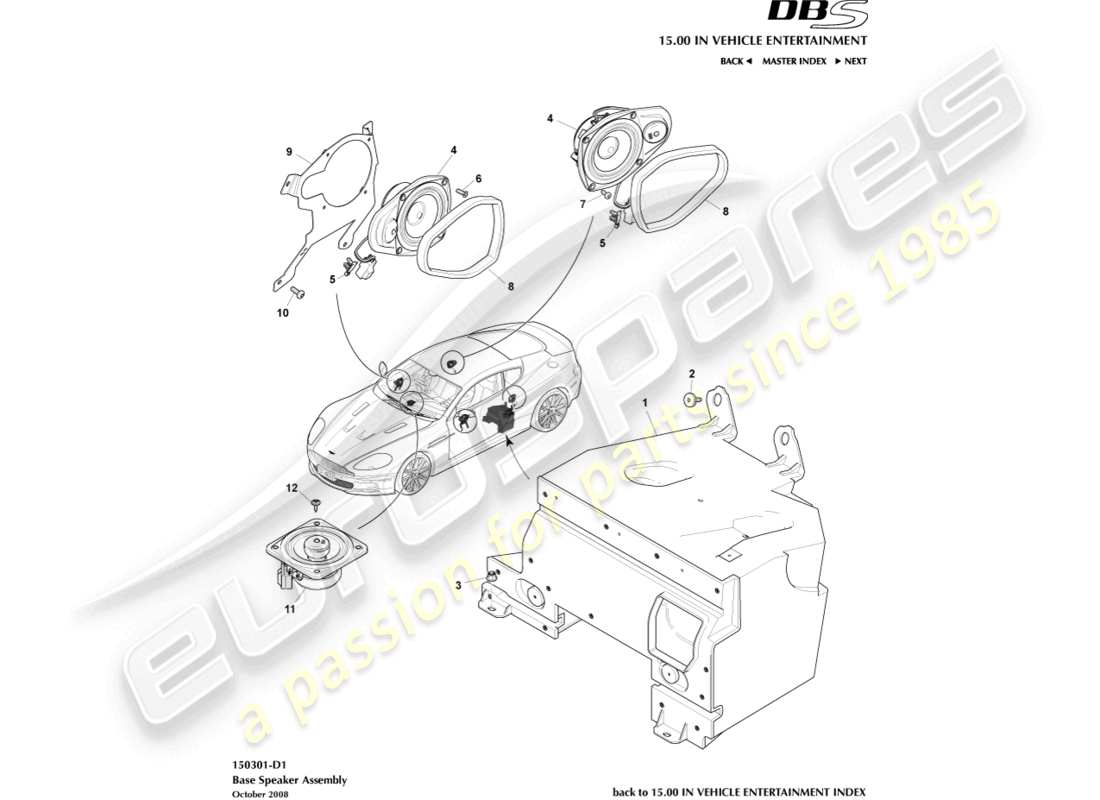 aston martin dbs (2013) speaker, base part diagram