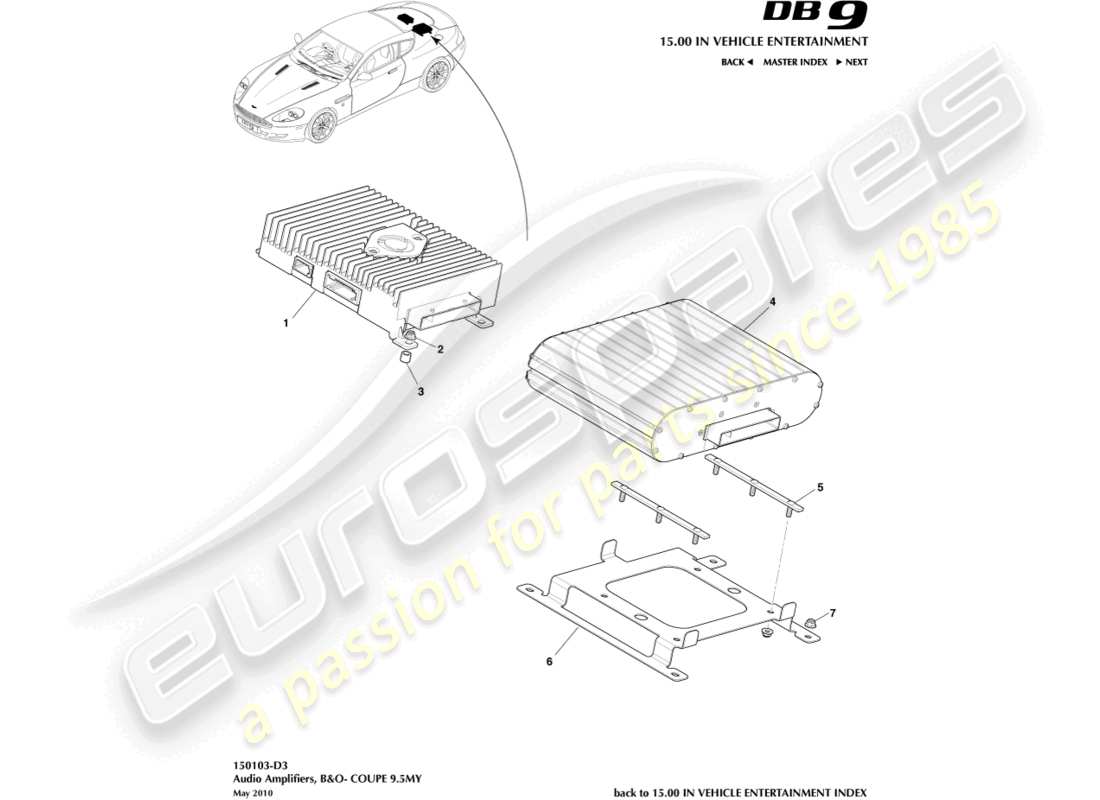 aston martin db9 (2004) premium amplifiers, coupe parts diagram