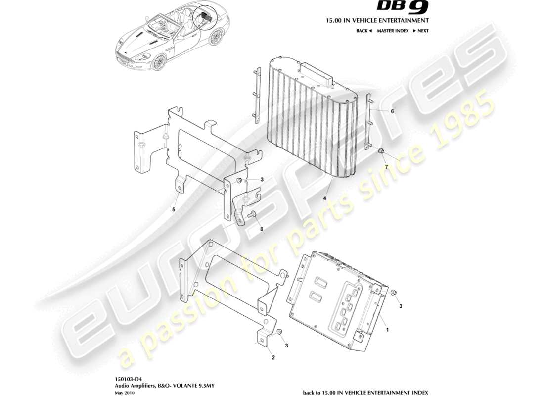aston martin db9 (2010) premium amplifiers, volante parts diagram
