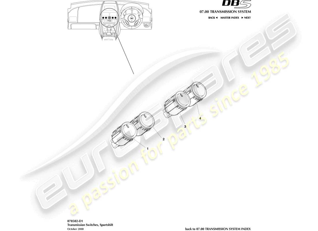 aston martin dbs (2014) transaxle switches part diagram