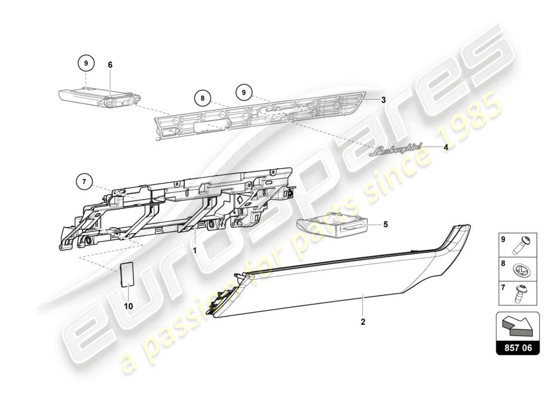 lamborghini 2021 (sto) glove box part diagram