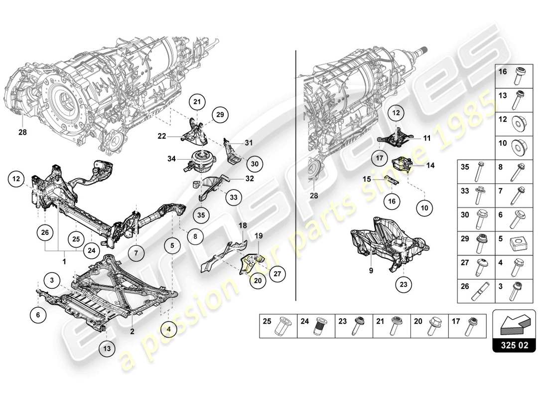 lamborghini urus (2019) transmission securing parts parts diagram