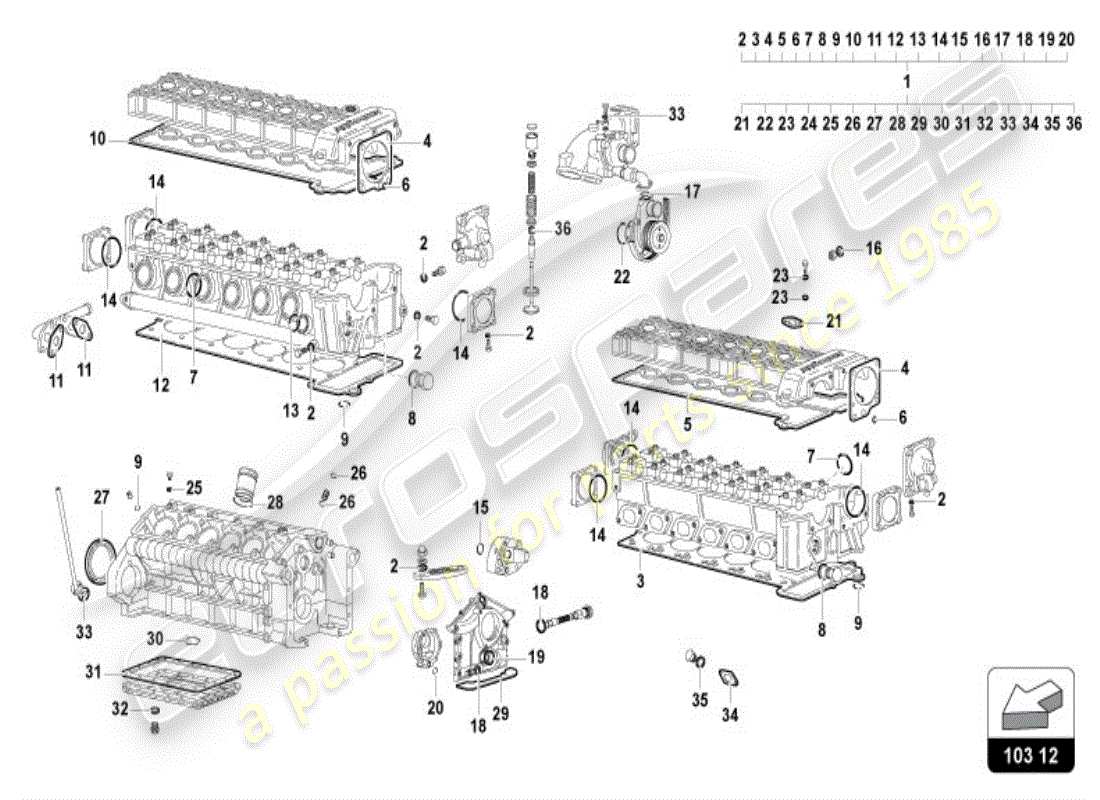 lamborghini diablo vt (1999) engine gasket kit part diagram