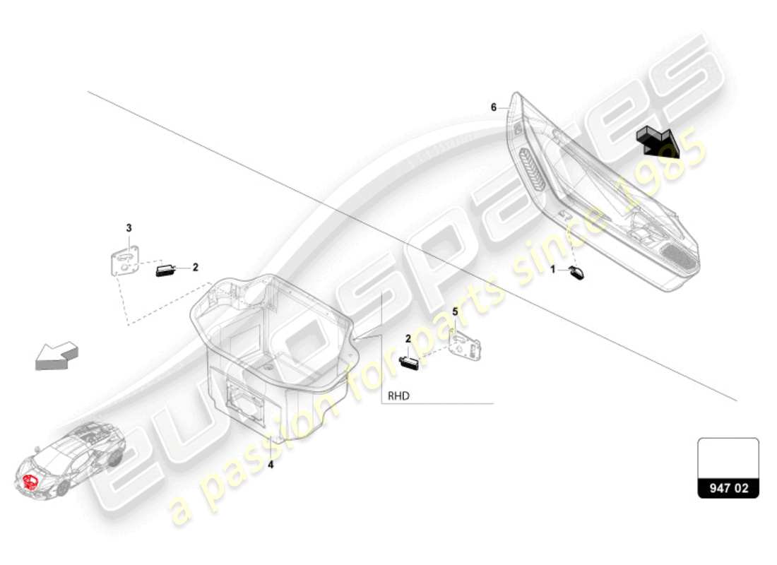 lamborghini revuelto coupe (2024) entry lighting parts diagram