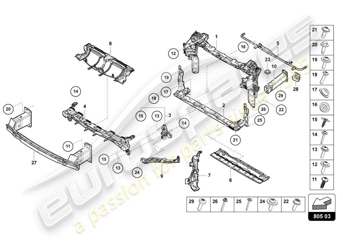lamborghini urus s (2024) support for coolant radiator parts diagram