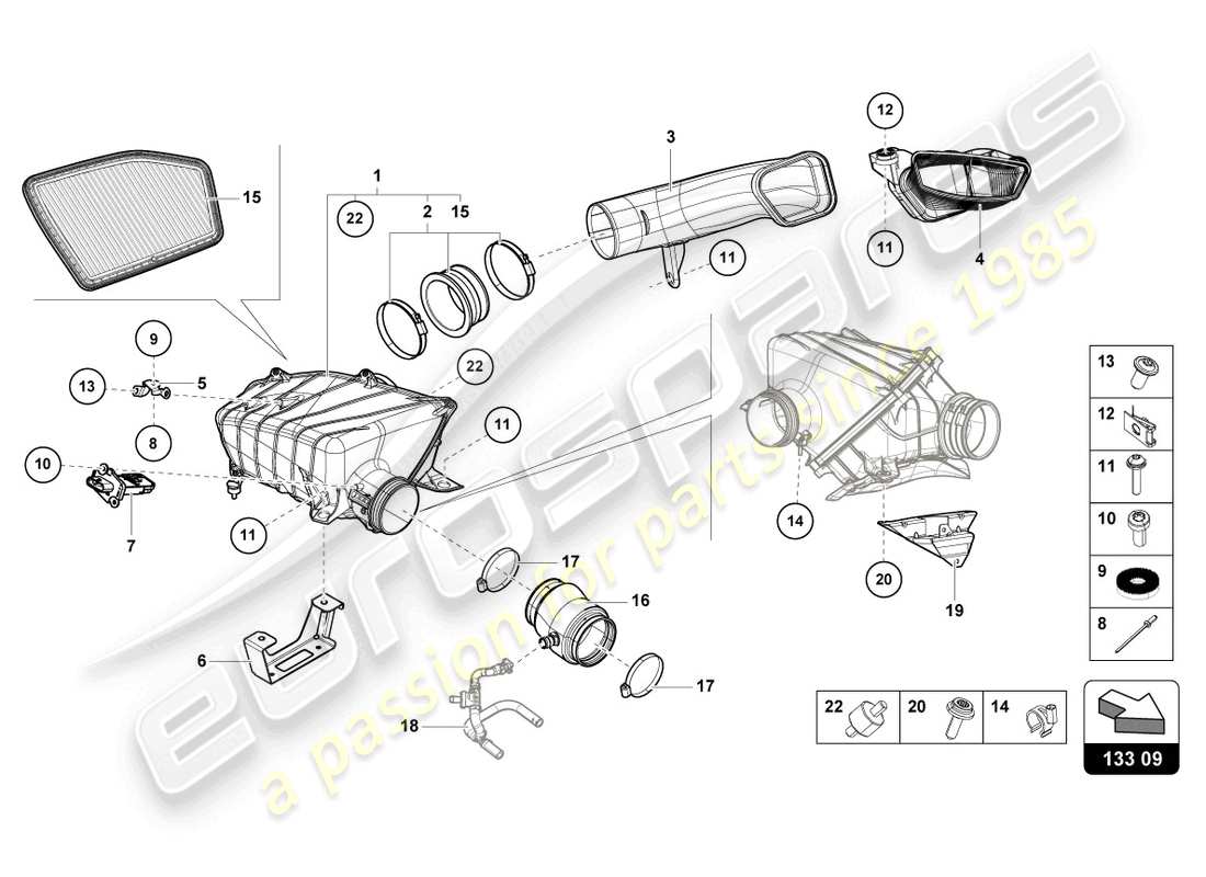 lamborghini 2024 (evo spyder) air filter housing part diagram