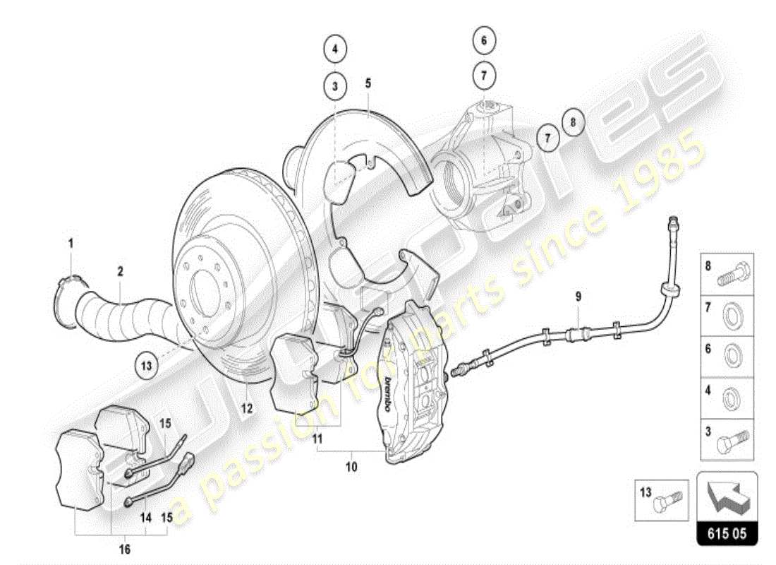 lamborghini diablo vt (1996) brake disc front part diagram