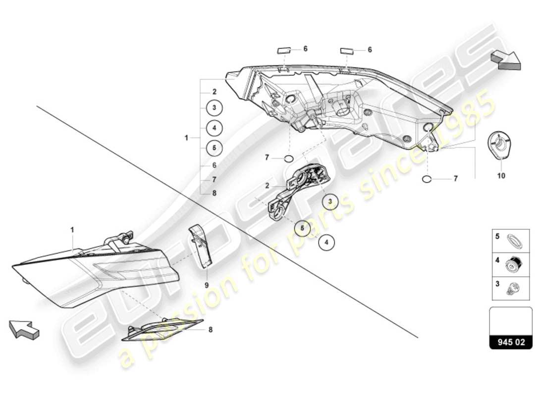 lamborghini urus s (2023) rear light parts diagram