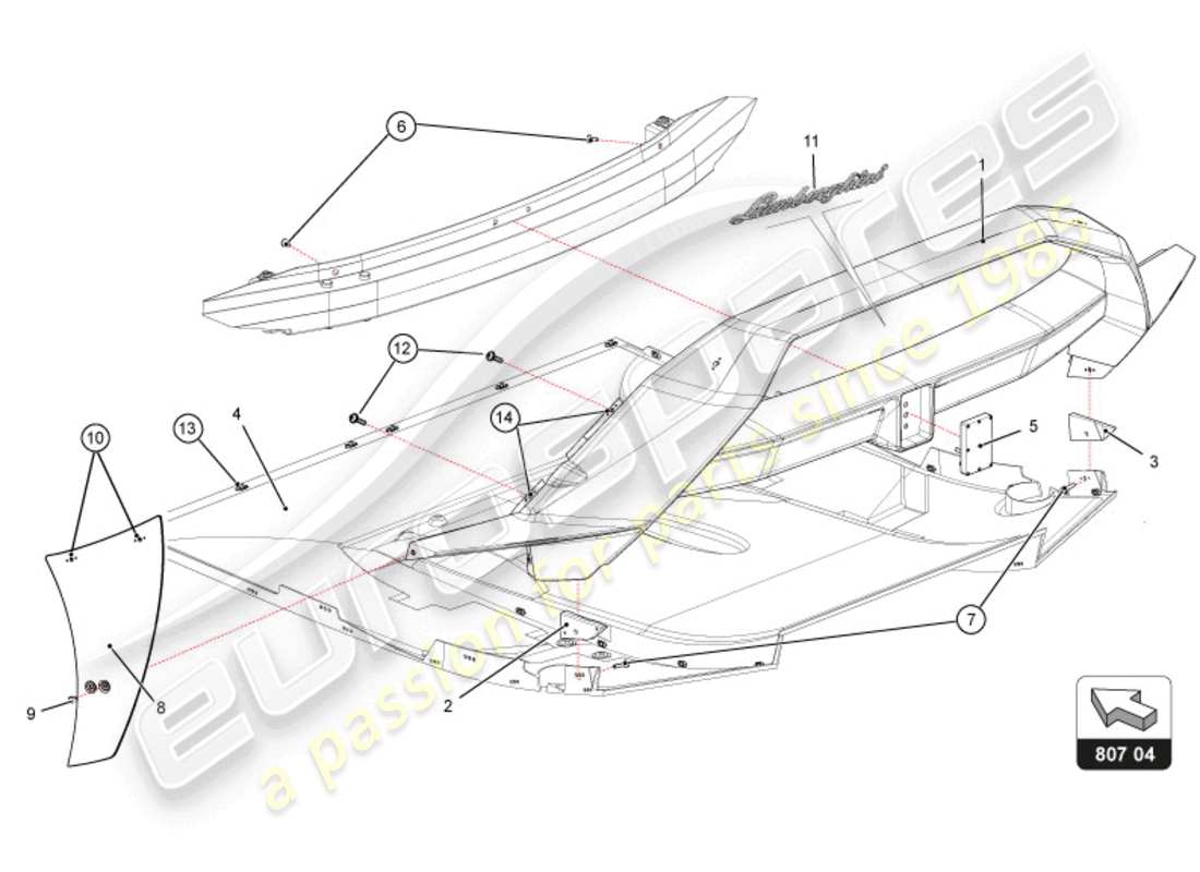 lamborghini 2022 (super trofeo evo 2) rear bumper part diagram