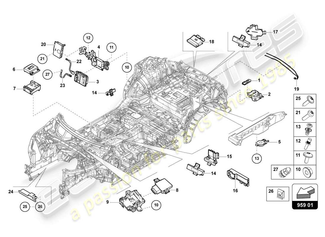 lamborghini urus s (2024) control unit for tailgate parts diagram