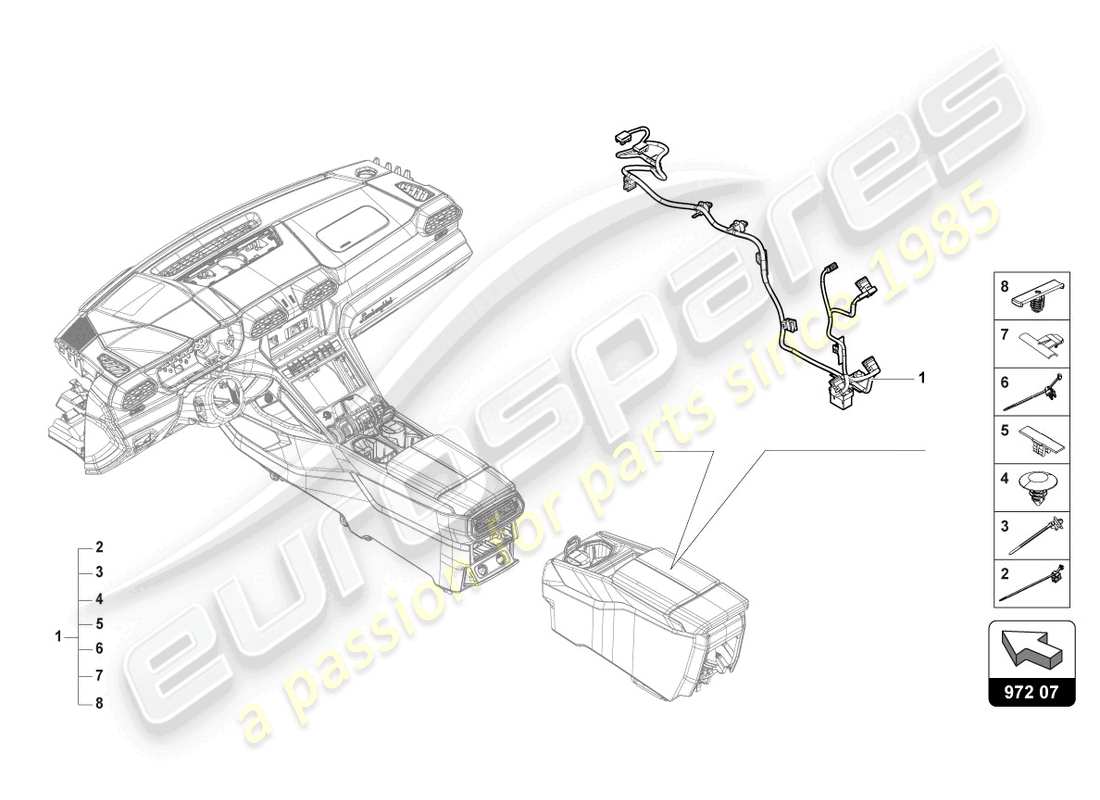 lamborghini urus s (2023) wiring harness for rear console parts diagram