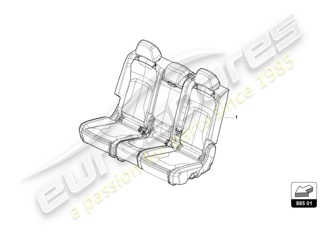 lamborghini urus performante (2024) bench seat with backrest and headrest parts diagram