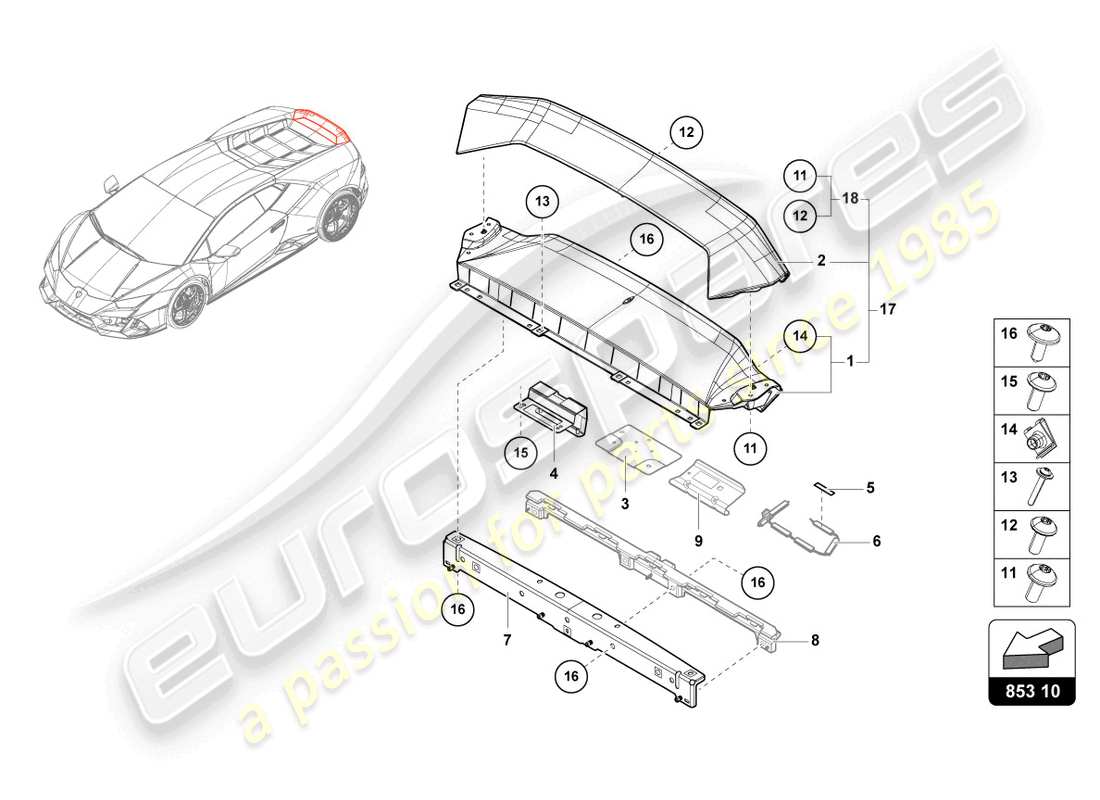 lamborghini 2024 (sterrato) rear panel upper part part diagram