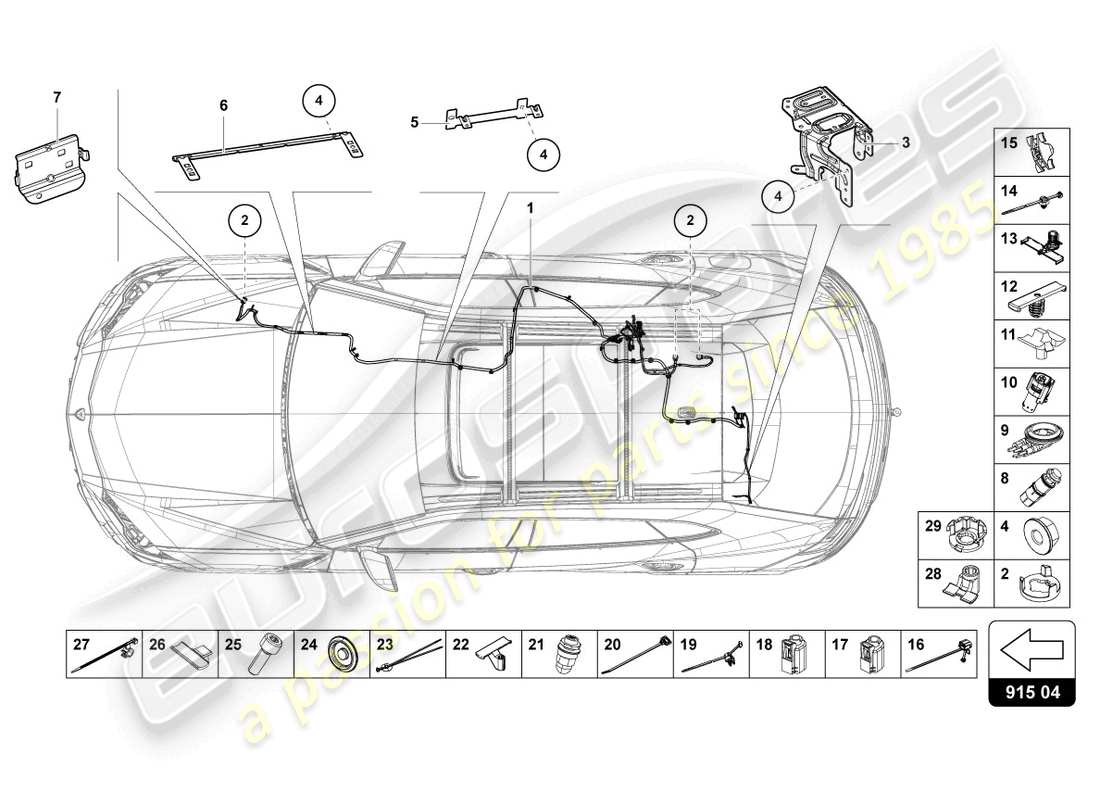lamborghini urus performante (2024) wiring set for battery +/- parts diagram