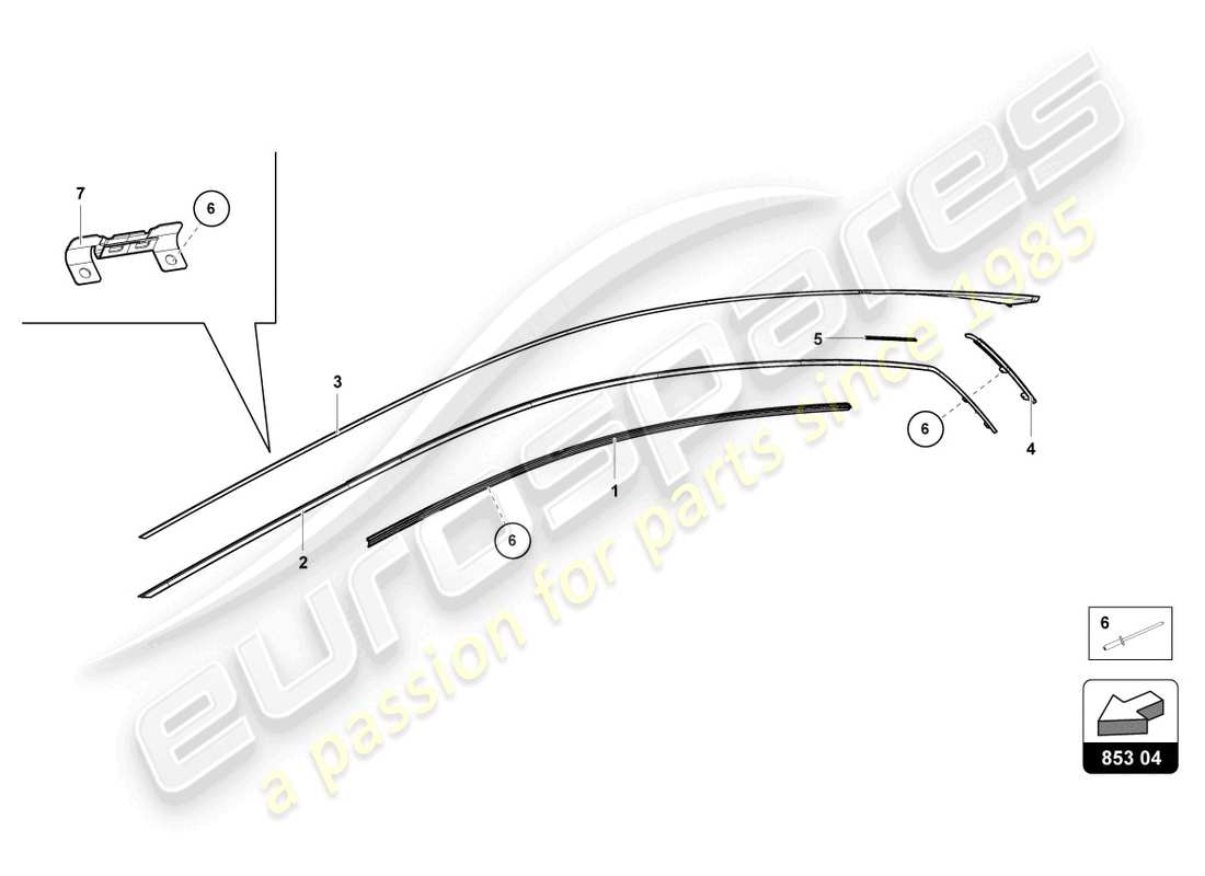 lamborghini 2024 (sto) moldings - roof part diagram