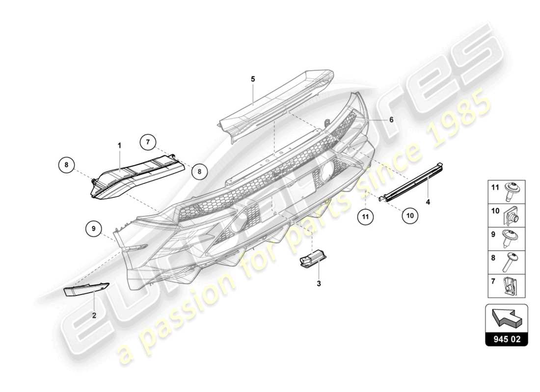 lamborghini evo coupe 2wd (2023) rear light parts diagram