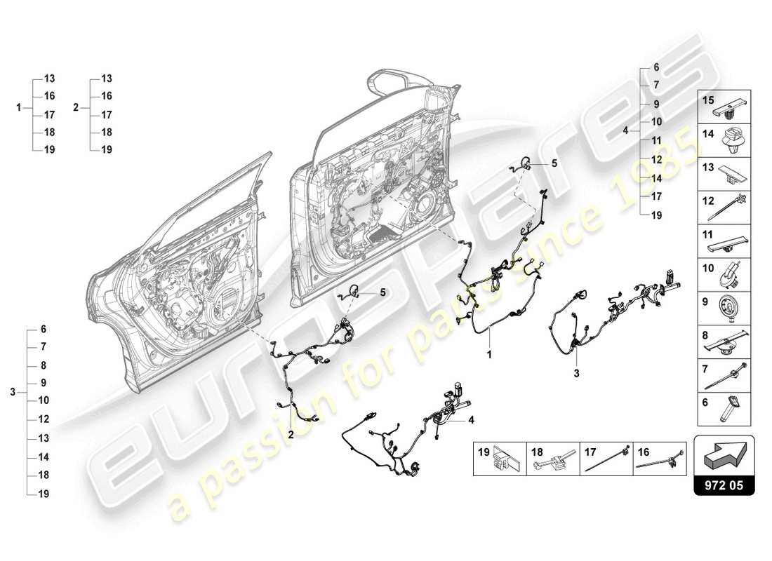 lamborghini urus s (2024) wiring set for door parts diagram