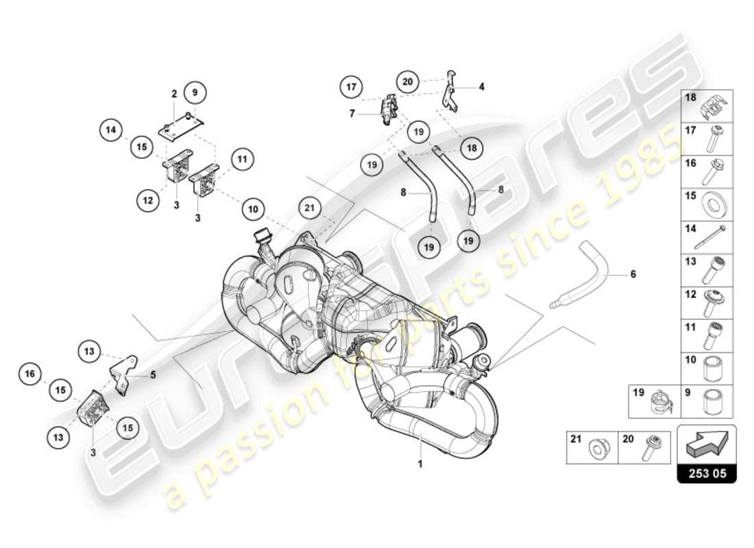 lamborghini 2024 (evo spyder) silencer part diagram