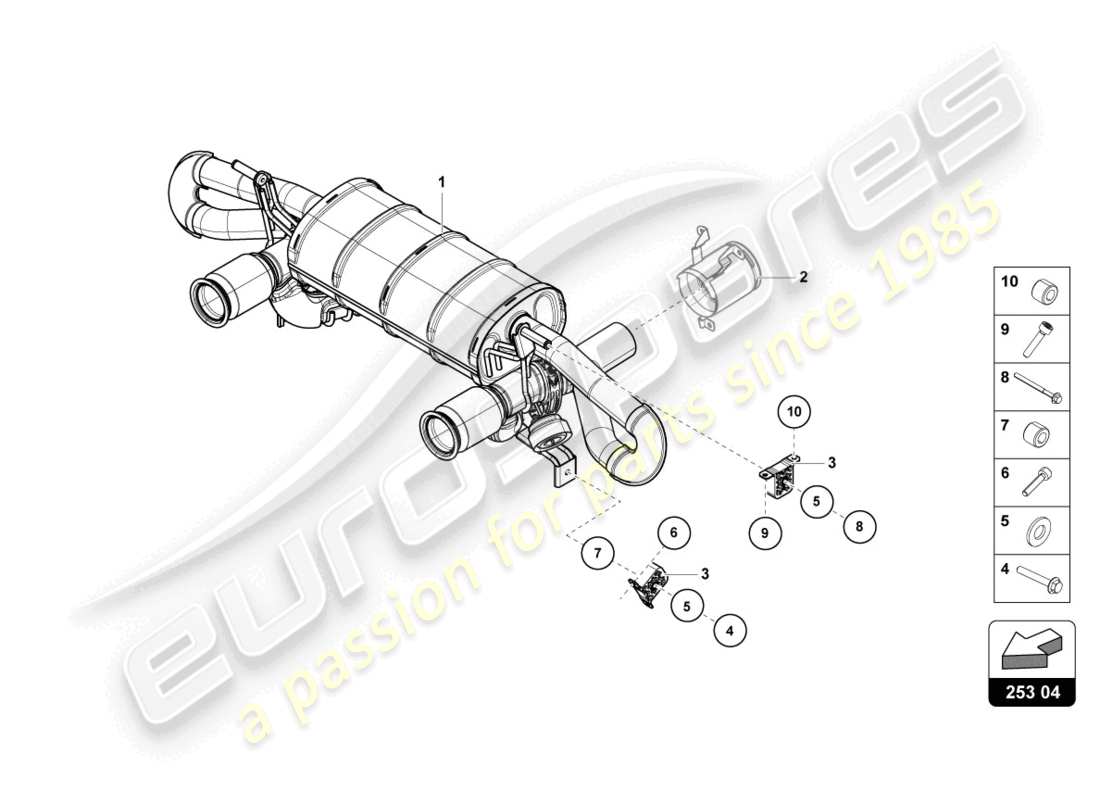 lamborghini evo coupe 2wd (2023) silencer parts diagram