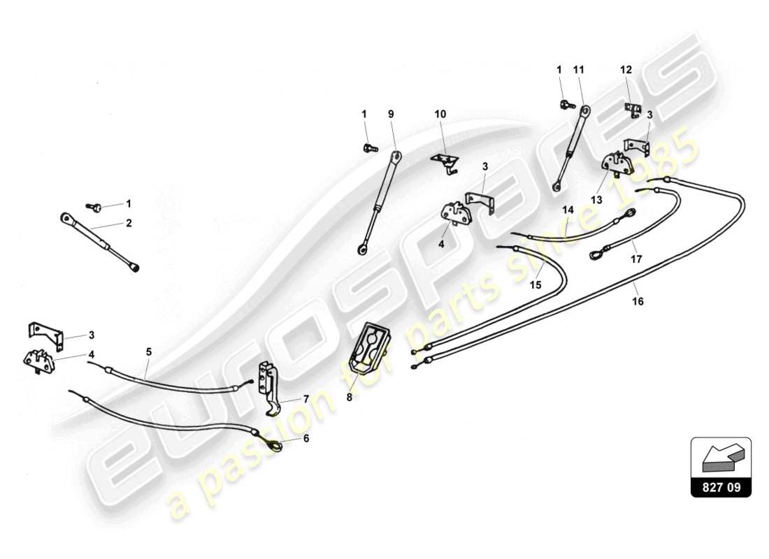 lamborghini countach 25th anniversary (1989) hoods locks and opening levers parts diagram