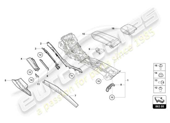 a part diagram from the lamborghini lp580-2 coupe (2019) parts catalogue