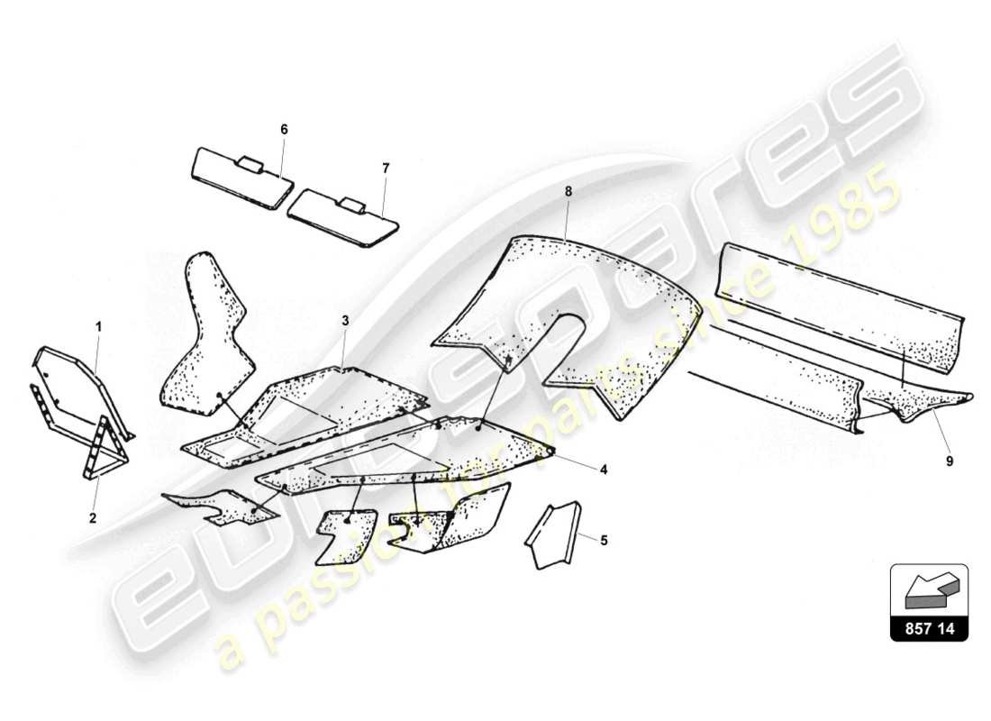 lamborghini countach 25th anniversary (1989) internal carpets parts diagram