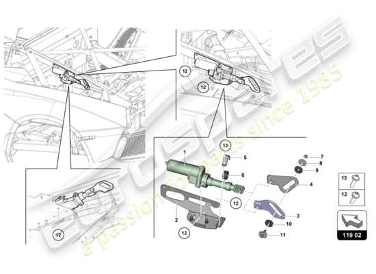 a part diagram from the lamborghini aventador lp700-4 parts catalogue