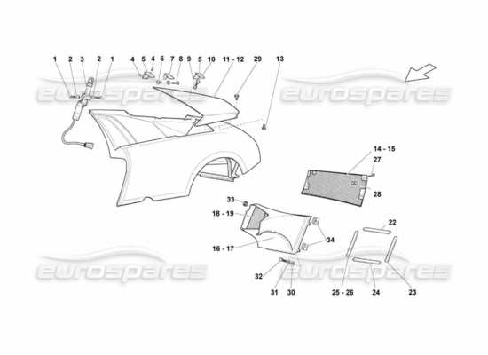 a part diagram from the lamborghini murcielago parts catalogue