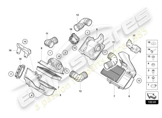 a part diagram from the lamborghini lp740-4 s coupe (2019) parts catalogue