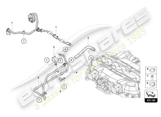 a part diagram from the lamborghini lp740-4 s coupe (2021) parts catalogue