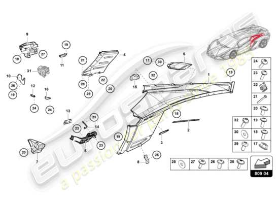 a part diagram from the lamborghini sian parts catalogue