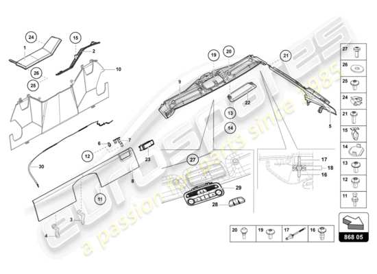 a part diagram from the lamborghini lp740-4 s roadster (2019) parts catalogue