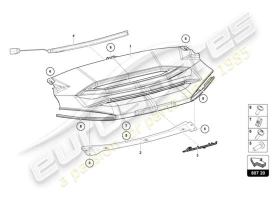 a part diagram from the lamborghini centenario coupe (2017) parts catalogue