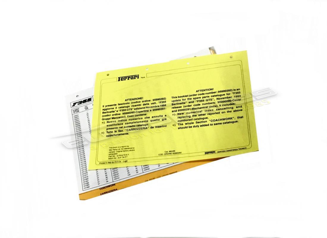 NEW FERRARI PARTS BOOK F355 BODYWORK INSERT. PART NUMBER 95990292 (1) new ferrari parts book f355 bodywork insert. part number 95990292 (1)