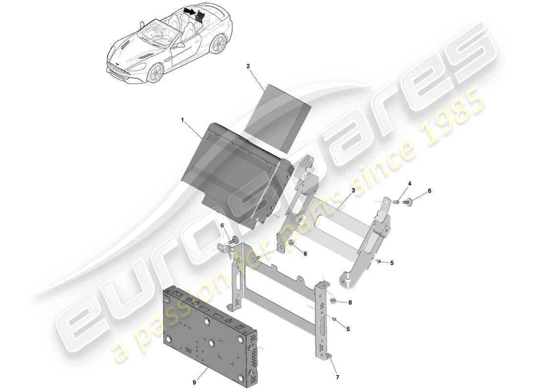 aston martin vanquish (2013) cd multi changer, volante parts diagram