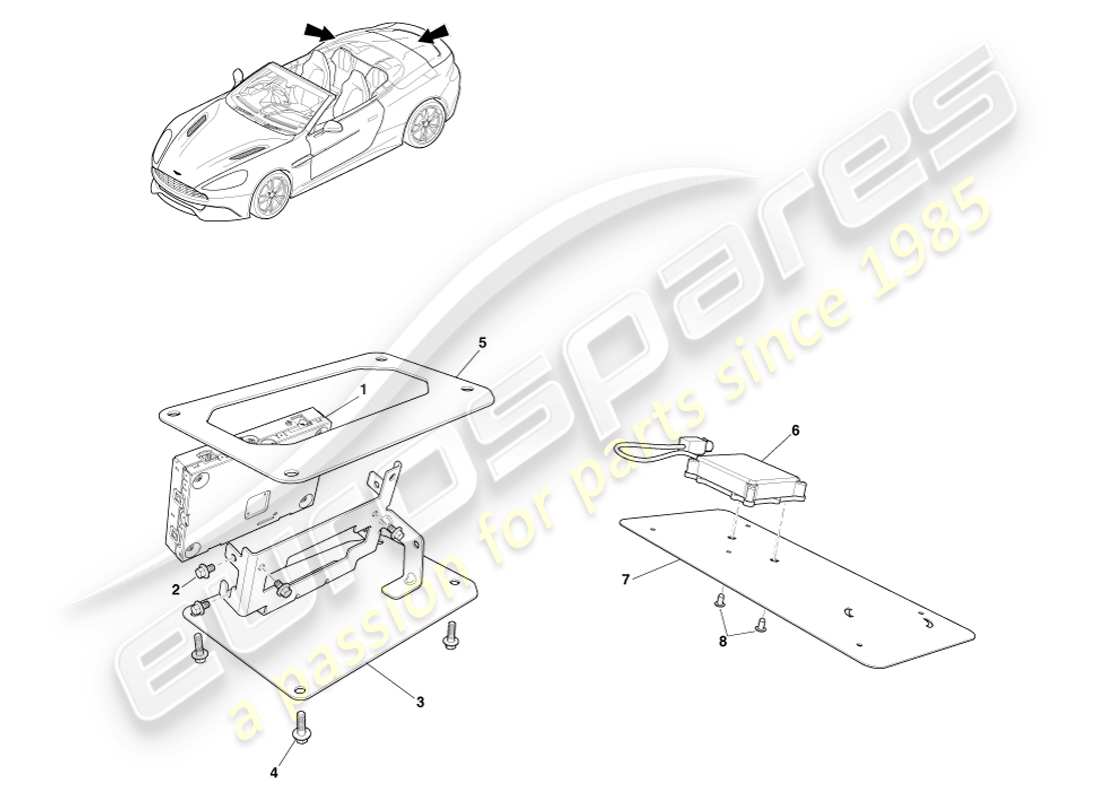 aston martin vanquish (2013) sdars tuner, volante parts diagram