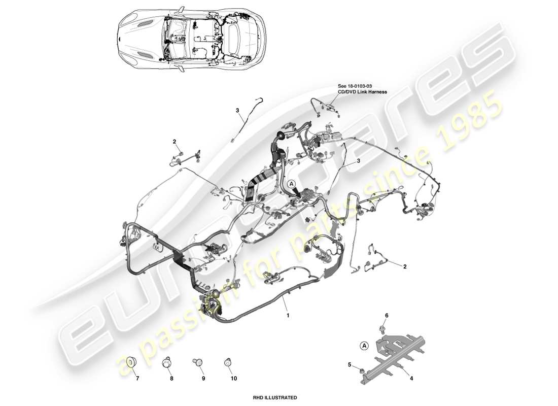 aston martin vanquish (2013) body harness, volante parts diagram