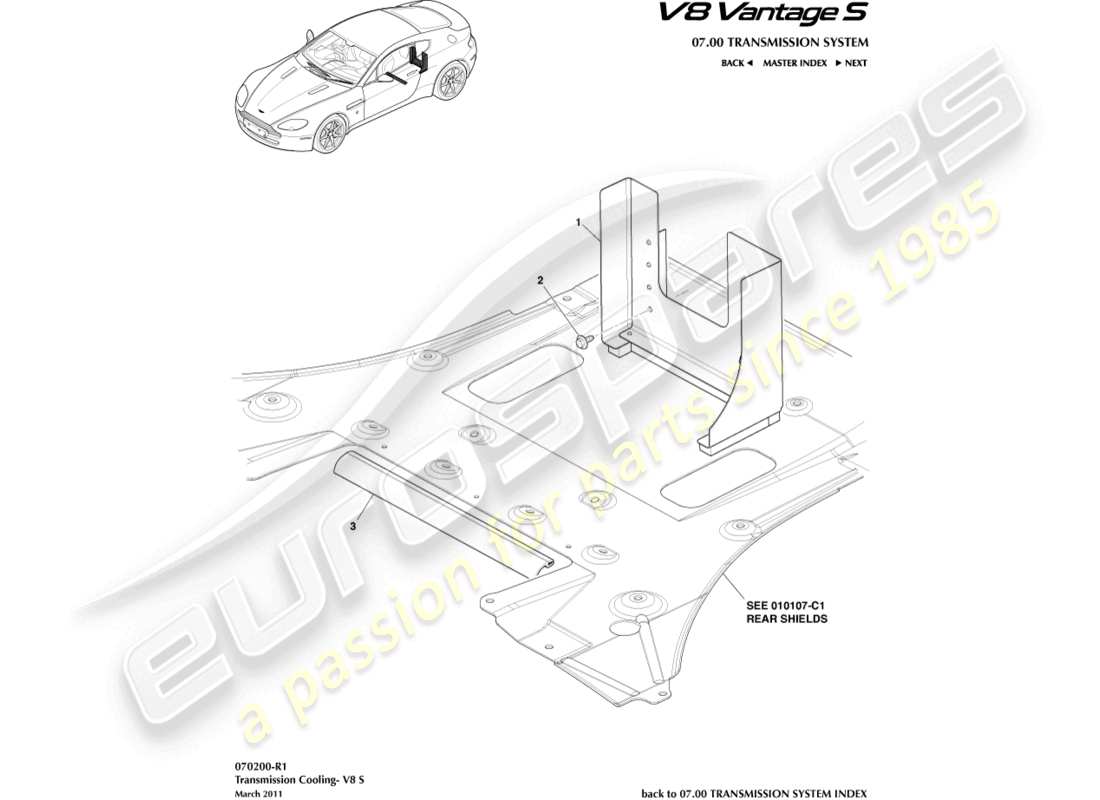 aston martin v8 vantage (2017) cooling duct part diagram