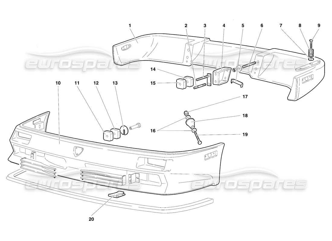 lamborghini diablo se30 (1995) bumpers (valid for usa - january 1995) parts diagram