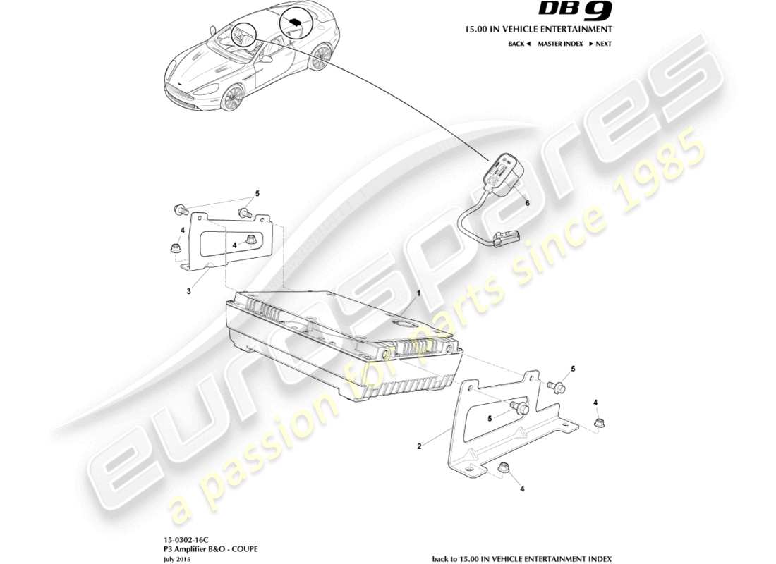 aston martin db9 (2015) p3 amplifiers, b&o, 16my, coupe parts diagram