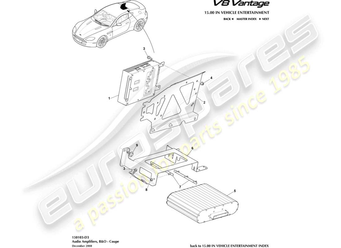 aston martin vantage gt8 (2017) b&o amplifiers, coupe part diagram