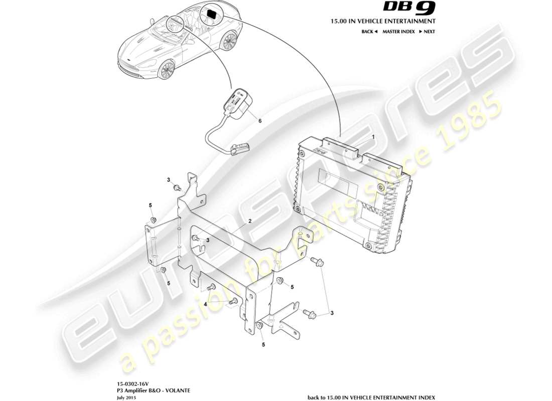 aston martin db9 (2014) p3 amplifiers, b&o, 16my, volante parts diagram