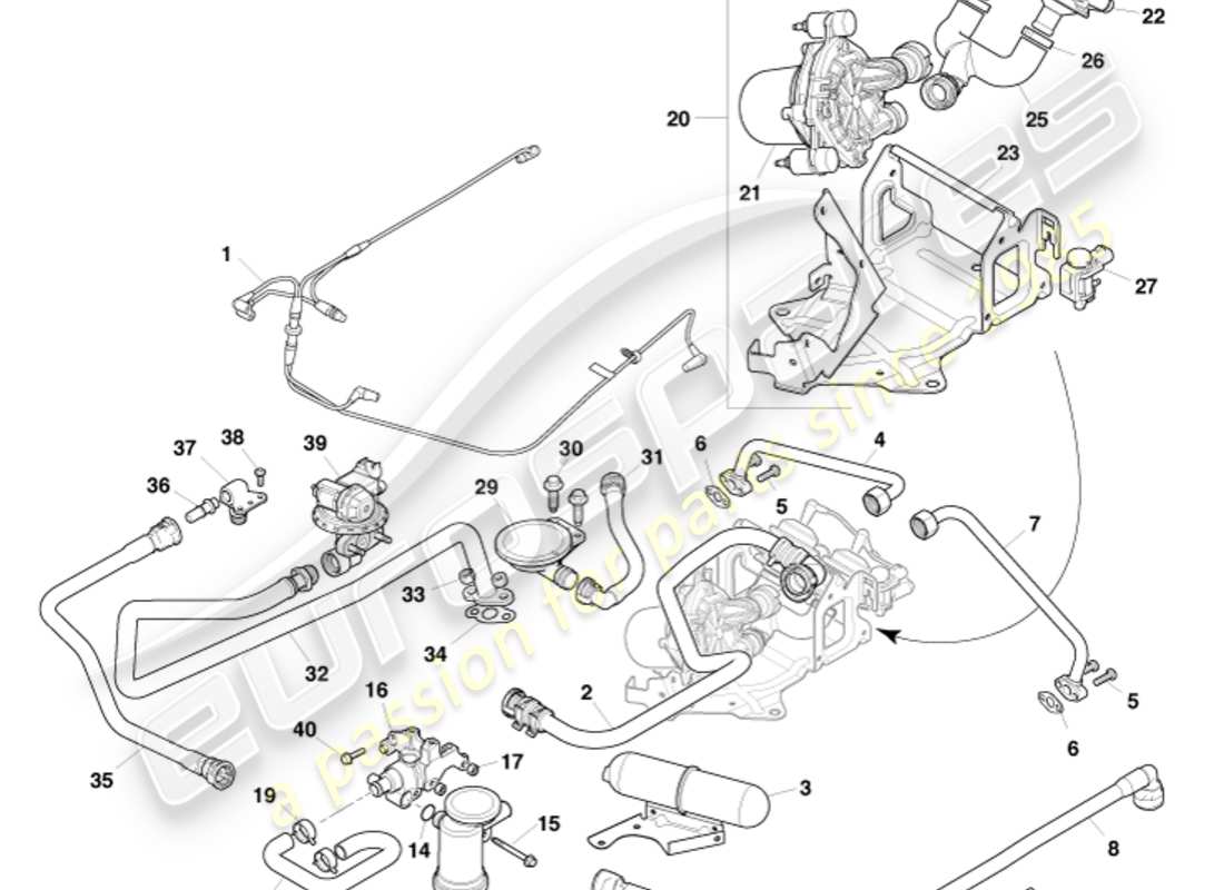 aston martin v8 vantage (2011) emission control part diagram