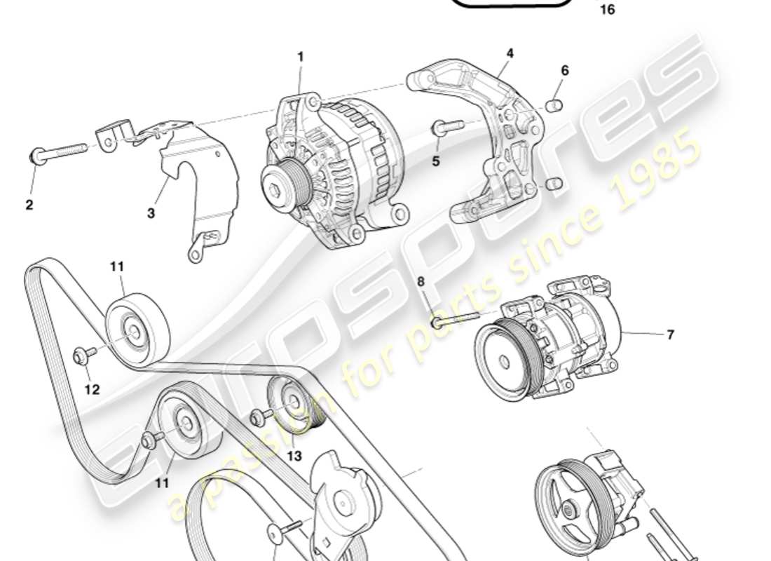 aston martin db9 (2011) accessory drive parts diagram