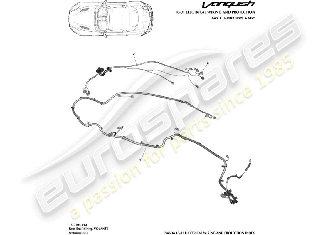 aston martin vanquish (2015) rear end harness, volante part diagram