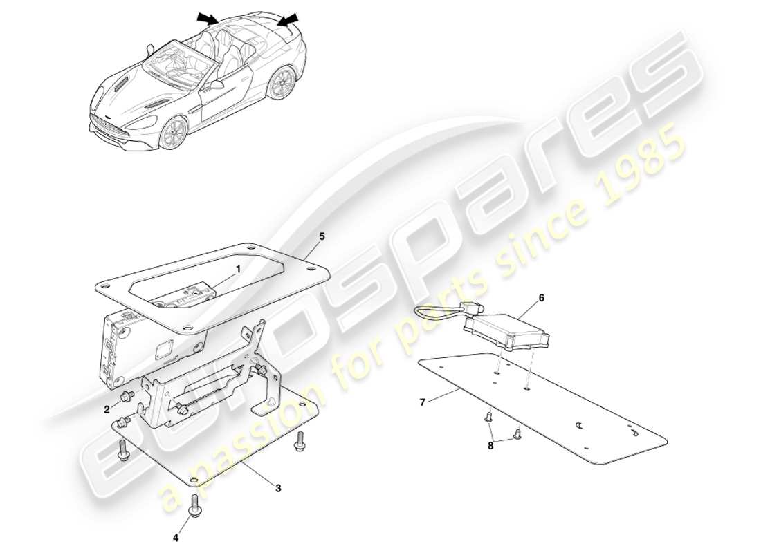 aston martin vanquish (2014) sdars tuner, volante part diagram