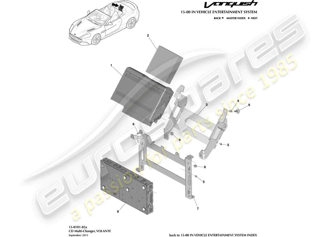 aston martin vanquish (2015) cd multi changer, volante part diagram